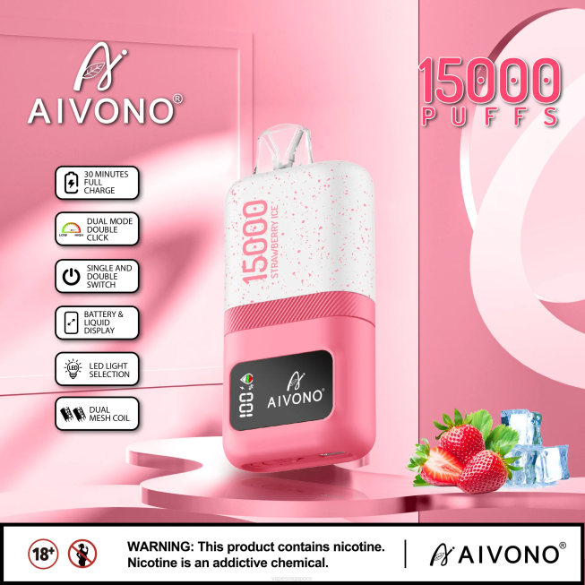 Aivono AIM magic 15000 Strawberry Ice - 82P671 Vape Wholesale Near Me