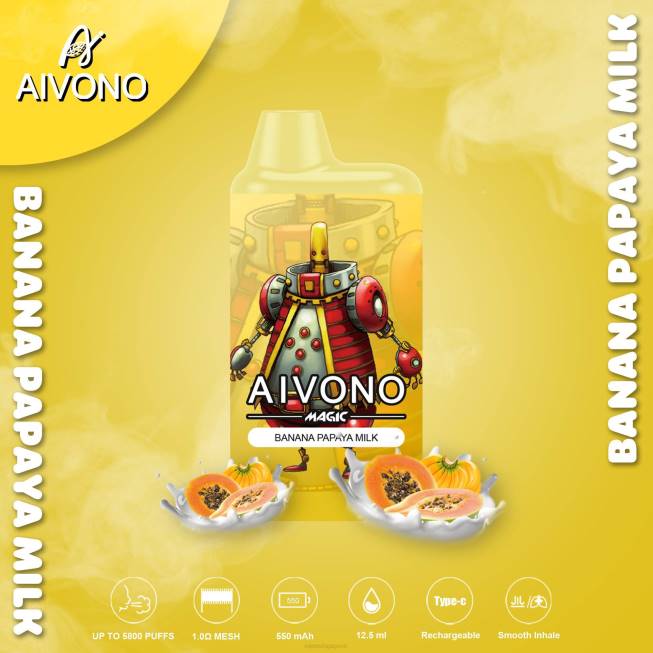Aivono AIM MAGIC 5800 Mouth Box Cigarette Banana Papaya Milk - 82P694 Disposable E Cigarette Singapore