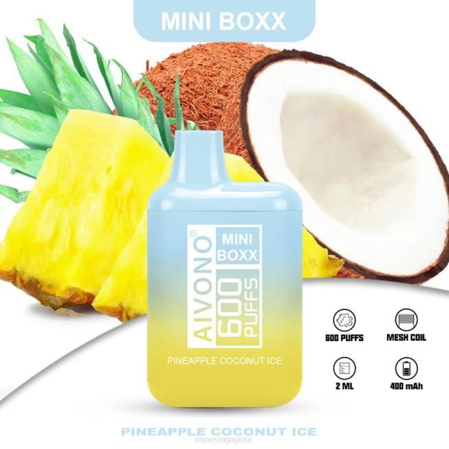 Aivono AIM MINI BOXX 600 Pineapple Coconut Ice - 82P6238 Disposable E Cigarette Singapore