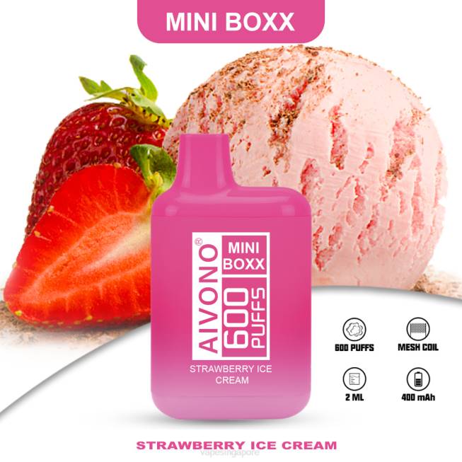 Aivono AIM MINI BOXX 600 Strawberry Ice Cream - 82P6232 Vape Wholesale Prices