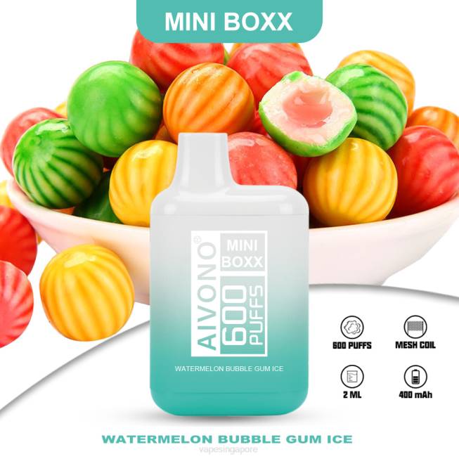 Aivono AIM MINI BOXX 600 Watermelon Bubble Gum Ice - 82P6235 Vape Supplier Singapore