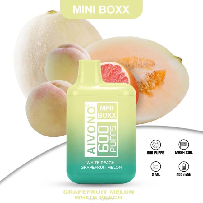 Aivono AIM MINI BOXX 600 White Peach Grapefruit Melon - 82P6241 Vape Wholesale Prices