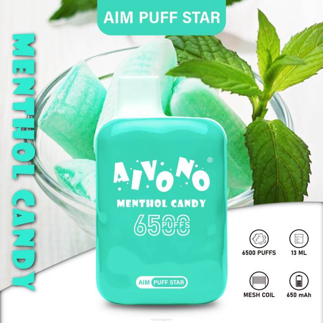 Aivono AIM PUFF STAR 6500 Menthol Candy - 82P6295 Vape Wholesale Prices