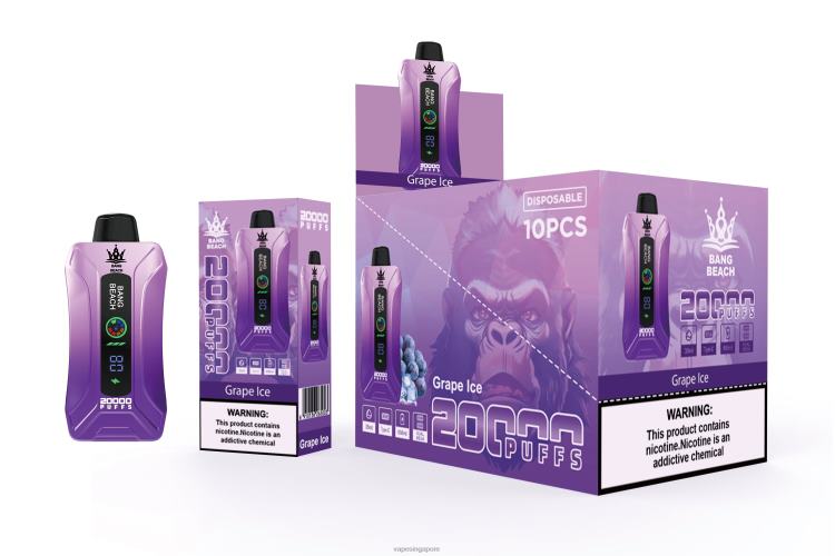 Bang Beach 20000 Puffs Smart Screen Vape JL06V10 - Vape Supplier Singapore Grape Ice