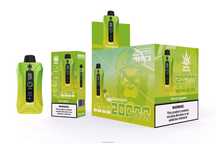 Bang Beach 20000 Puffs Smart Screen Vape JL06V1 - Vape Supplier Singapore Sour Apple