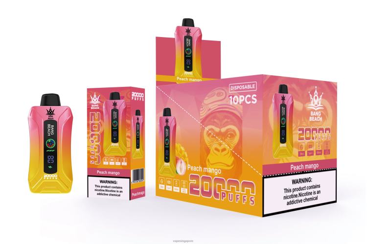 Bang Beach 20000 Puffs Smart Screen Vape JL06V2 - Vape Singapore Peach Mango
