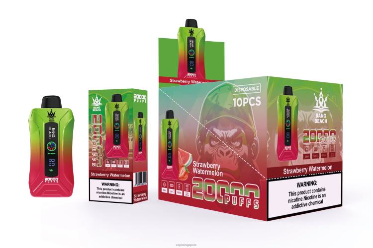 Bang Beach 20000 Puffs Smart Screen Vape JL06V3 - Disposable Vape Singapore Strawberry Watermelon
