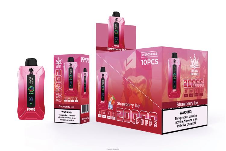 Bang Beach 20000 Puffs Smart Screen Vape JL06V6 - Best Disposable Vape Singapore Strawberry Ice