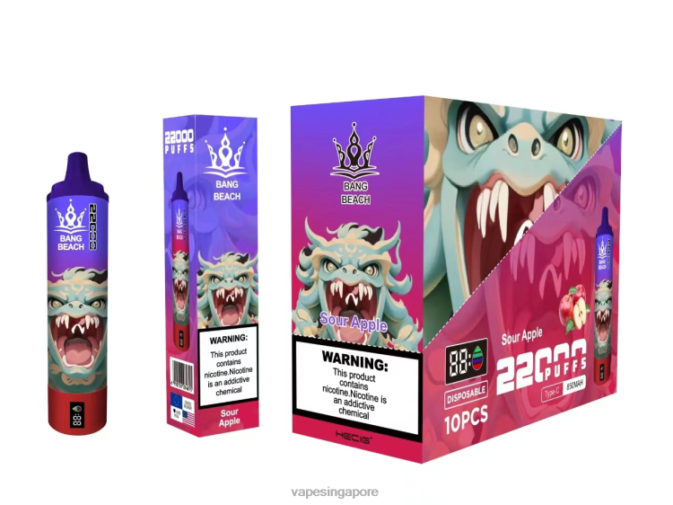 Bang Beach 22000 Puffs Smart Screen JL06V13 - Disposable E Cigarette Singapore Sour Apple