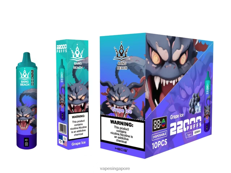 Bang Beach 22000 Puffs Smart Screen JL06V19 - Vape Supplier Singapore Grape Ice