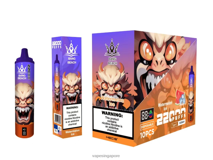 Bang Beach 22000 Puffs Smart Screen JL06V22 - Disposable E Cigarette Singapore Watermelon Ice