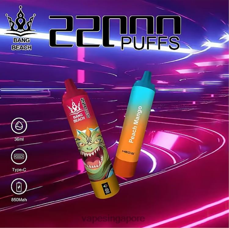 Bang Beach 22000 Puffs Smart Screen JL06V24 - Best Disposable Vape Singapore Peach Mango