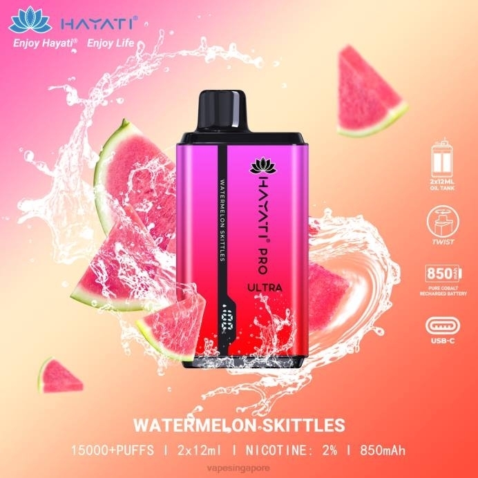 Watermelon Skittles - disposable Vape SG 2PLF220 Hayati Pro Ultra