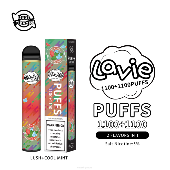 LAVIE BAR Switch 2200 Puffs 4HB0294 | Best Disposable Vape Singapore Lush/Cool Mint