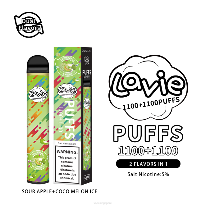 LAVIE BAR Switch 2200 Puffs 4HB0297 | Vape Wholesale Supplier Sour Apple/Coco Melon Ice