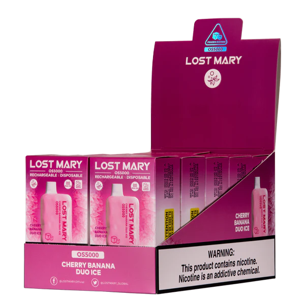 Cherry Banana Duo Ice - disposable Vape Singapore 2PLF108 LOST MARY OS5000