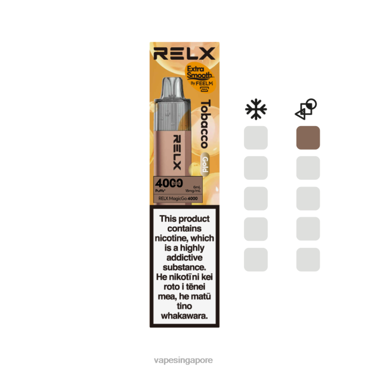 Vape Singapore 420822 - Tobacco (Gold) RELX MagicGo 4000 Disposable Vape