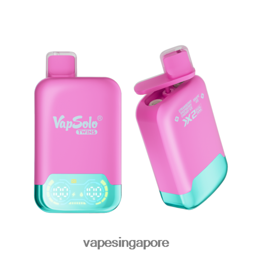 Vape Supplier Singapore ZB8480127 Vapsolo TWINS Disposable Vape Strawberry Raspberry Cherry Ice & Grape Ice