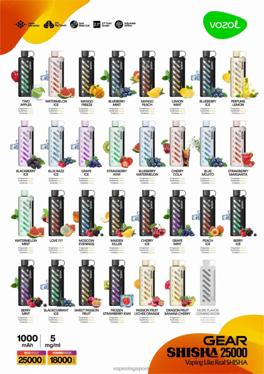 VOZOL Gear Shisha 25000 H0B861 Multi Vape Supplier Singapore