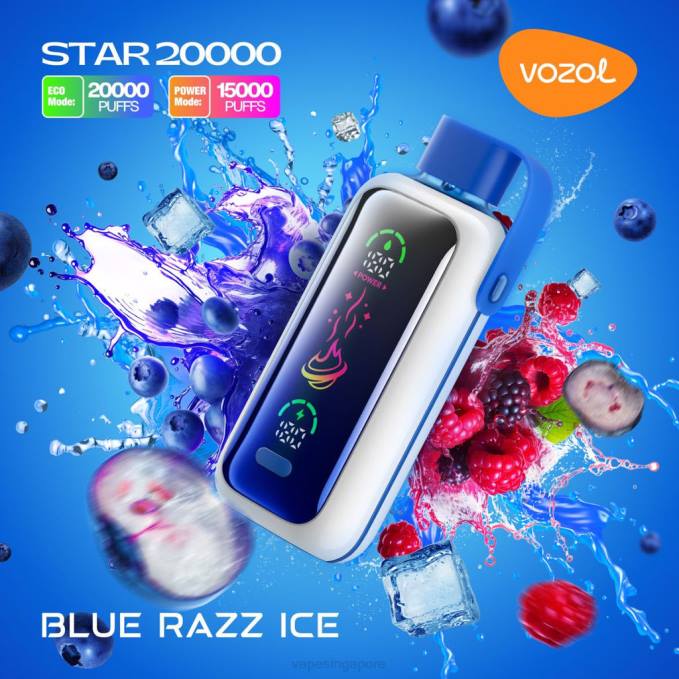 Disposable E Cigarette Singapore BLUE RAZZ ICE 2TFN4 VOZOL STAR 20000