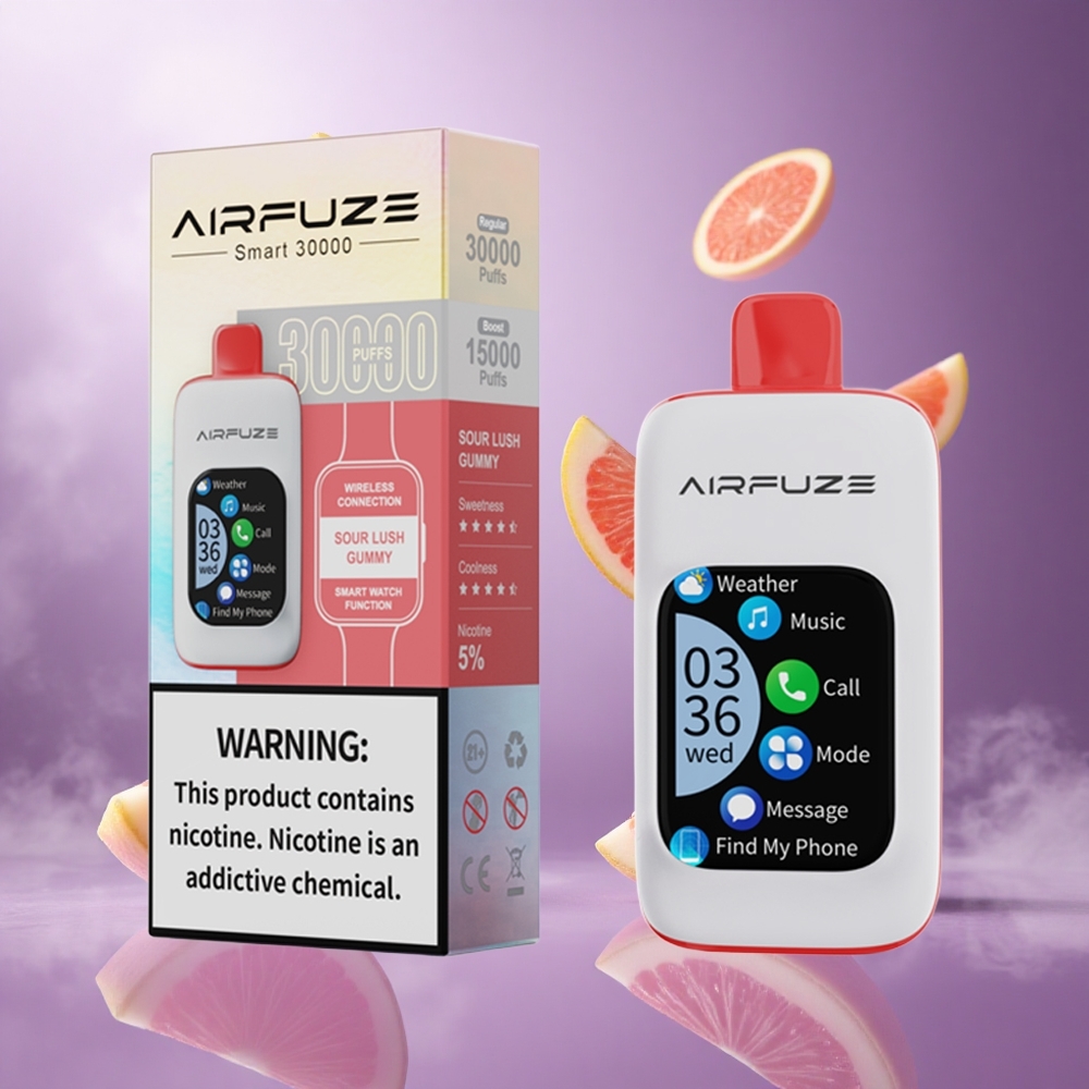 AirFuze Smart 30000 Puffs Disposable Vape Sour Lush Gummy Singapore Wholesale 5% Nicotine Type-C Charging Port