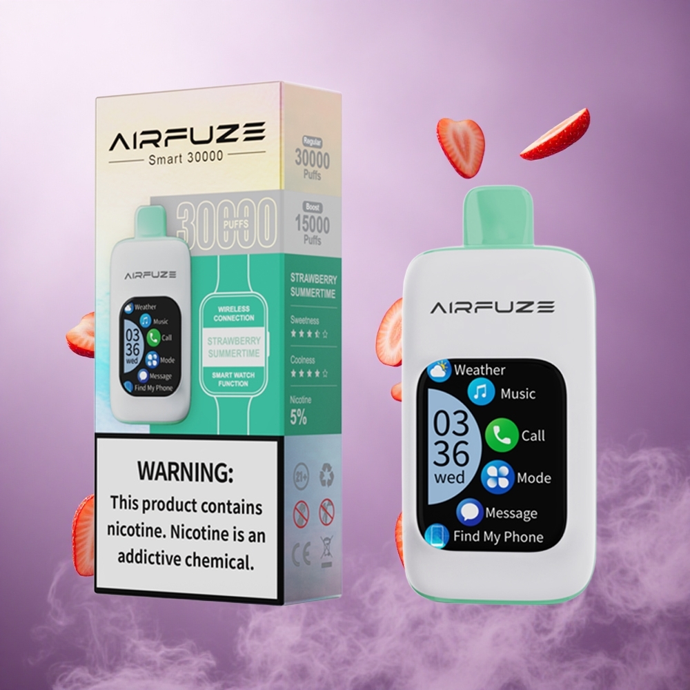 AirFuze Smart 30000 Puffs Disposable Vape Strawberry Summertime Singapore wholesale 5% Nicotine Strength 900mAh Battery Capacity