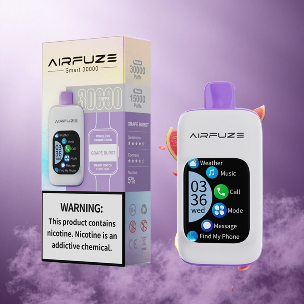AirFuze Smart 30000 Puffs Grape Burst Singapore Wholesale 5% Nicotine Strength 900mAh Battery Capacity