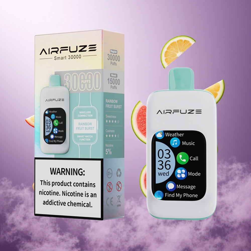 AirFuze Smart 30000 Puffs Rainbow Fruit Burst Singapore Wholesale 5% Nicotine Strength 900mAh Battery Capacity