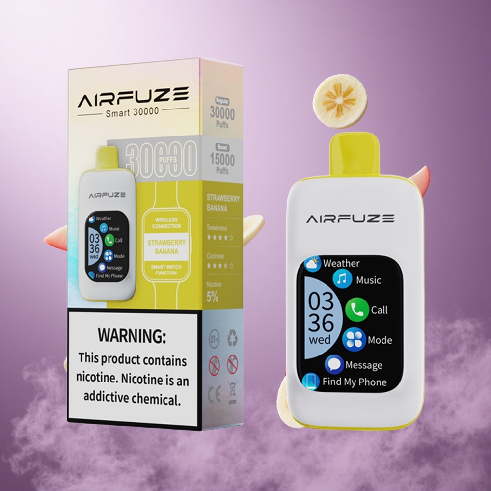 AirFuze Smart 30000 Puffs Strawberry Banana Singapore Wholesale 900mAh Battery Type-C Charging