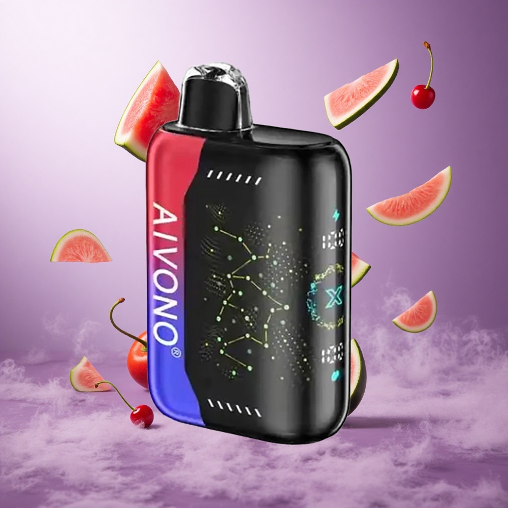 Aivono Aim Boom 25000 Puffs Iced Watermelon Cherry Singapore Wholesale 28ml E-Liquid Capacity 650mAh Battery