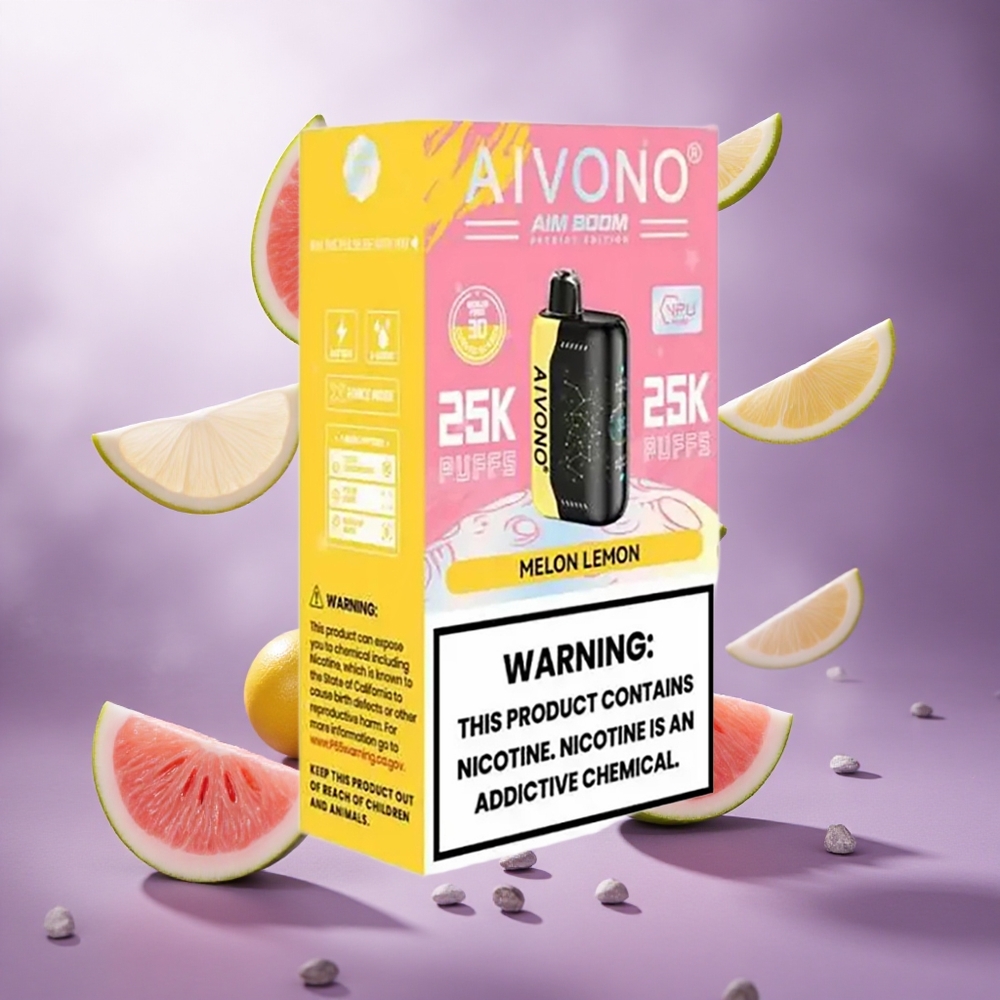 Aivono Aim Boom 25000 Puffs Melon Lemon Singapore Wholesale 28ml E-Liquid Capacity 650mAh Battery