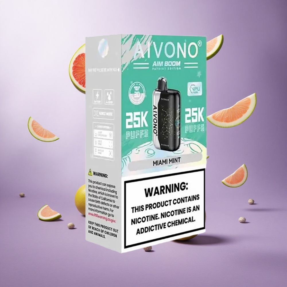 Aivono Aim Boom 25000 Puffs Miami Mint Singapore Wholesale 650mAh Battery 28ml E-Liquid Capacity