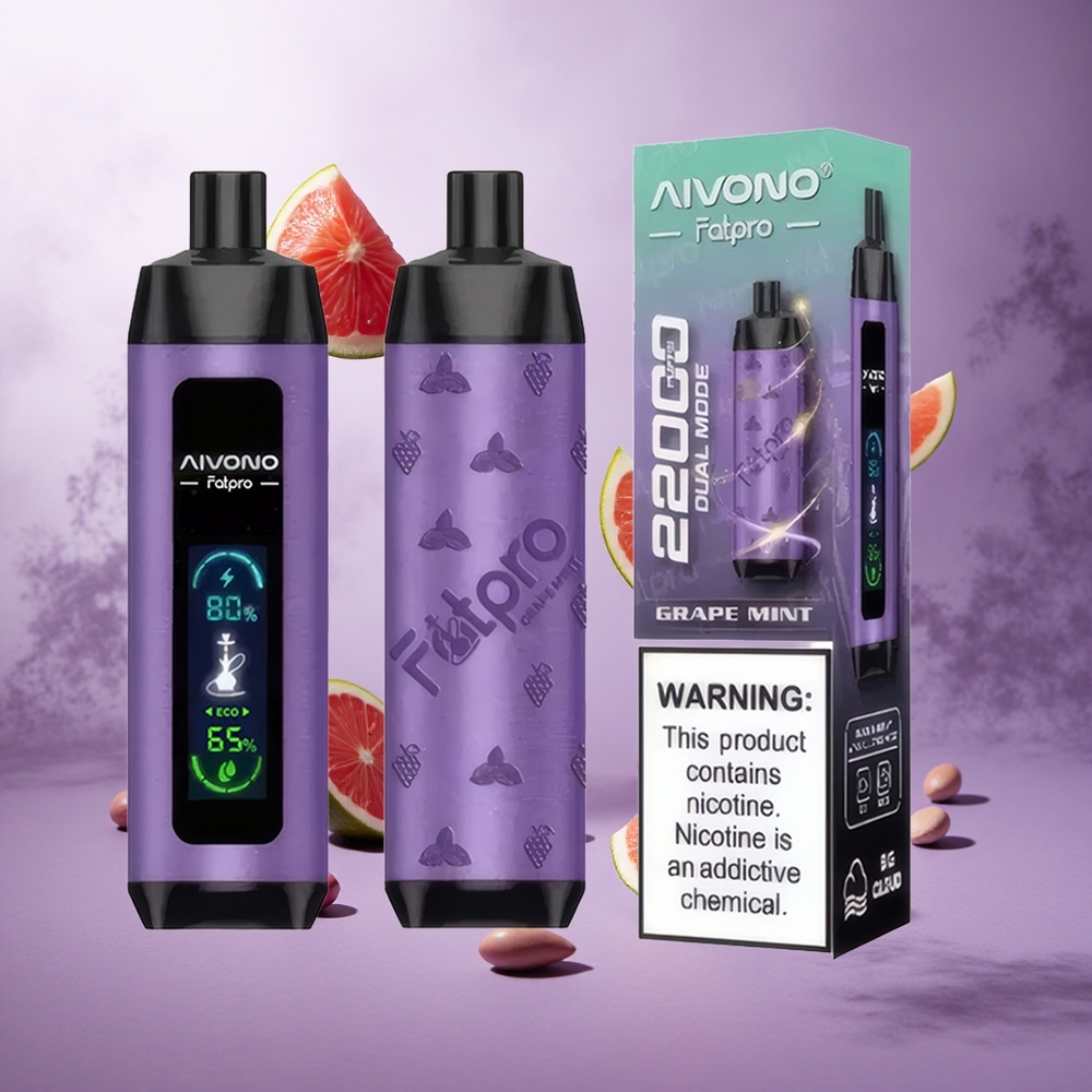 Aivono Aim Fatpro 22000 Puffs Grape Mint Singapore Wholesale 28ml E-liquid 600mah Rechargeable