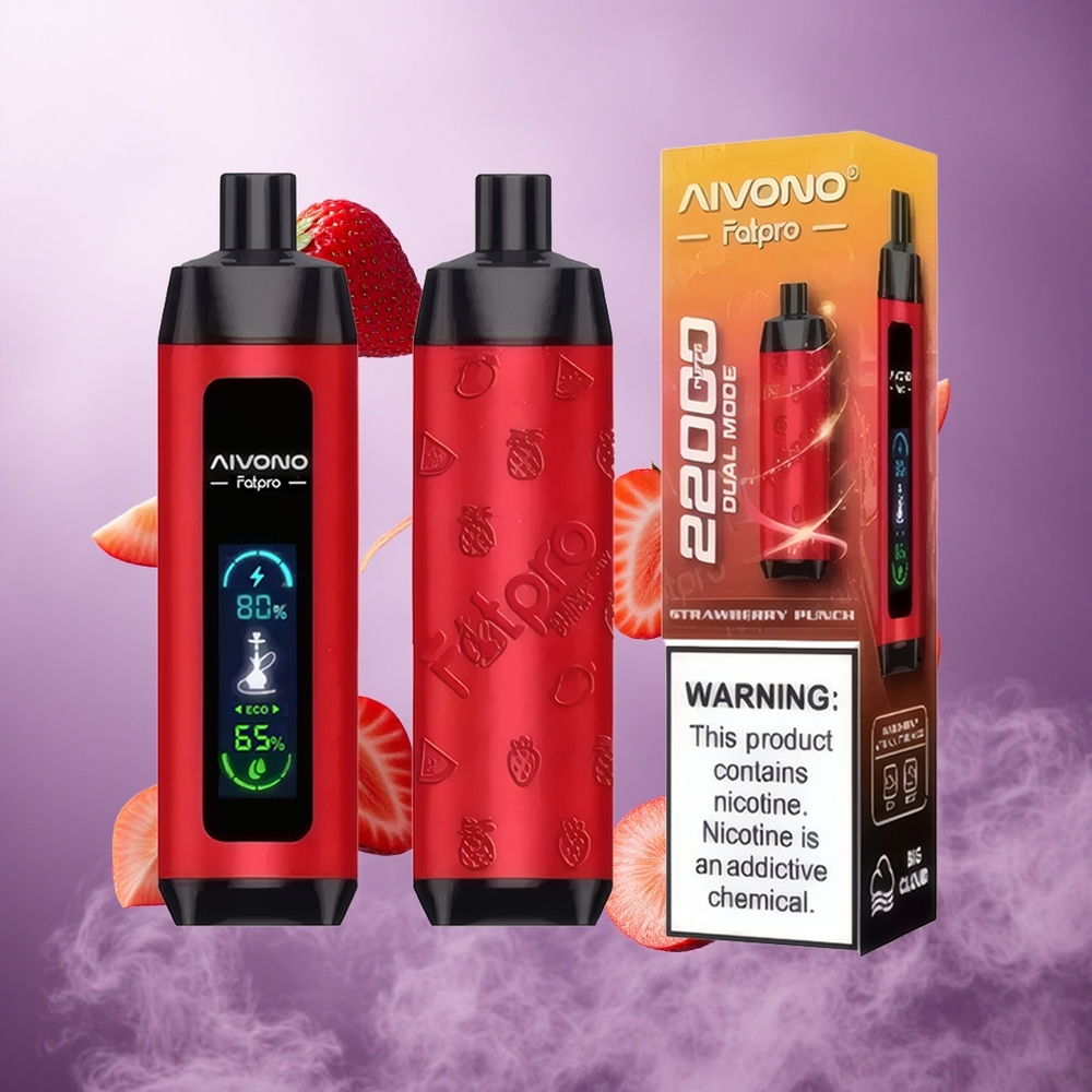 Aivono Aim Fatpro 22000 Puffs Strawberry Punch Singapore Wholesale 28ml E-liquid 600mah Rechargeable