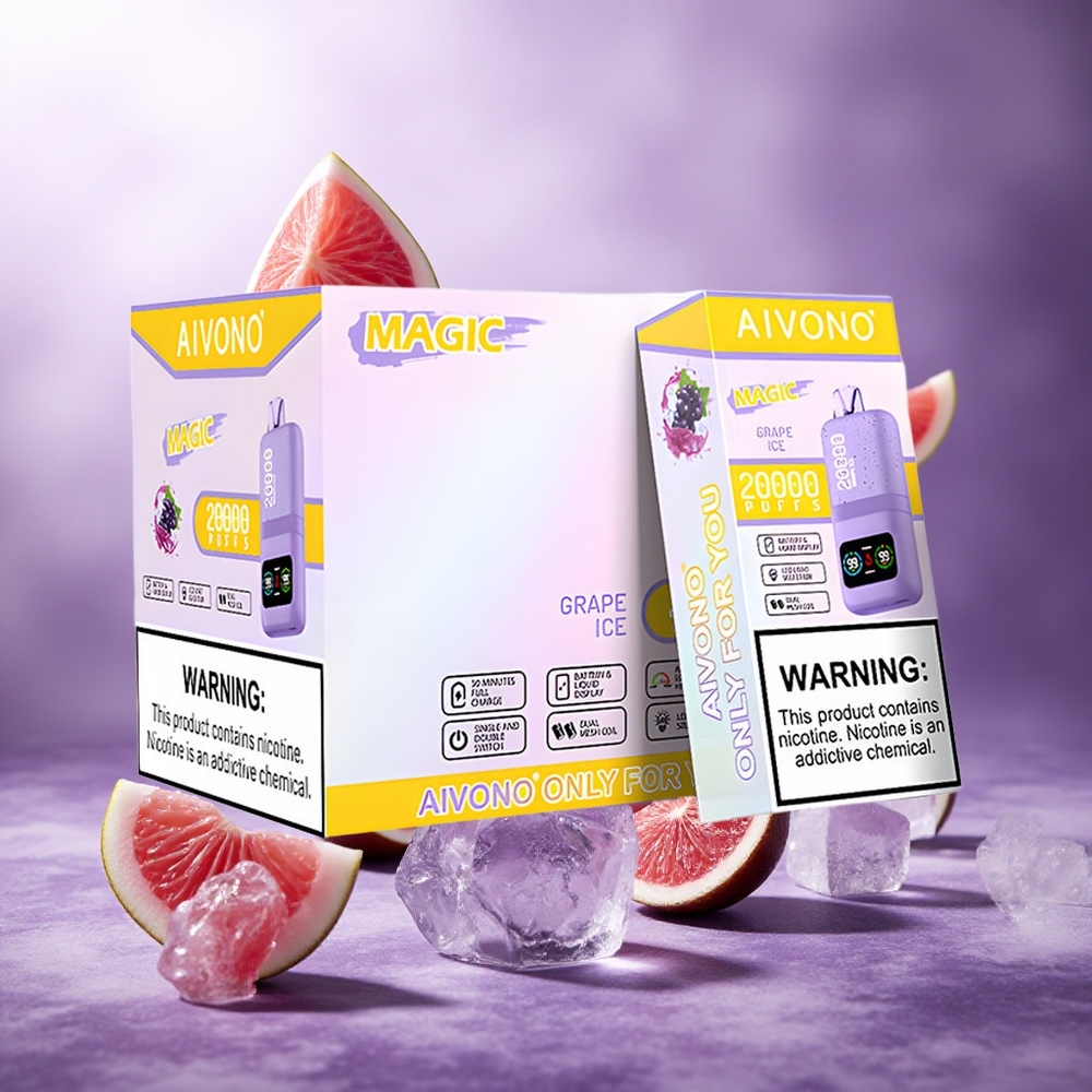 Aivono Aim Magic 20000 Puffs Grape Ice Singapore Wholesale 26ml E-liquid Dual Mesh Coils