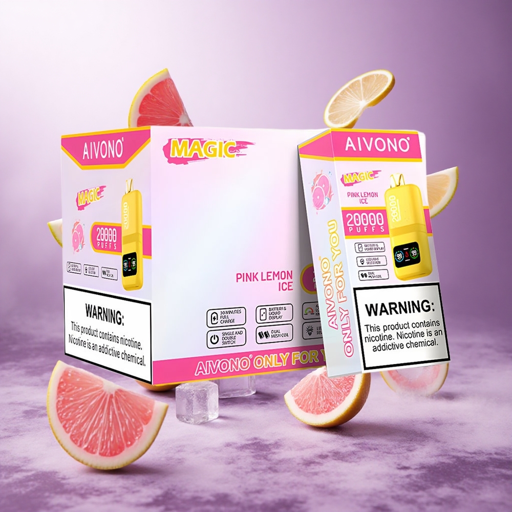 Aivono Aim Magic 20000 Puffs Pink Lemon Ice Singapore Wholesale 26ml E-liquid Dual Mesh Coils