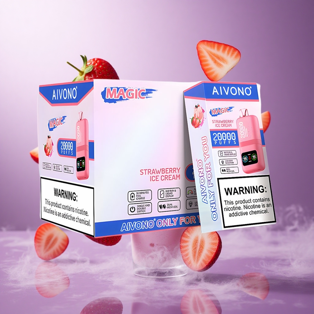 Aivono Aim Magic 20000 Puffs Strawberry Ice Cream Singapore Wholesale 26ml E-liquid 600mAh Battery