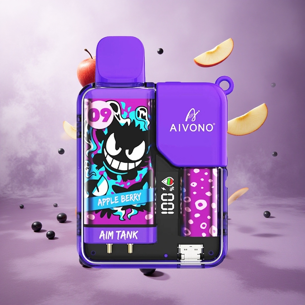 Aivono Aim Tank 9500 Puffs Apple Berry Singapore Wholesale 18ml E-liquid Capacity 650mAh Battery