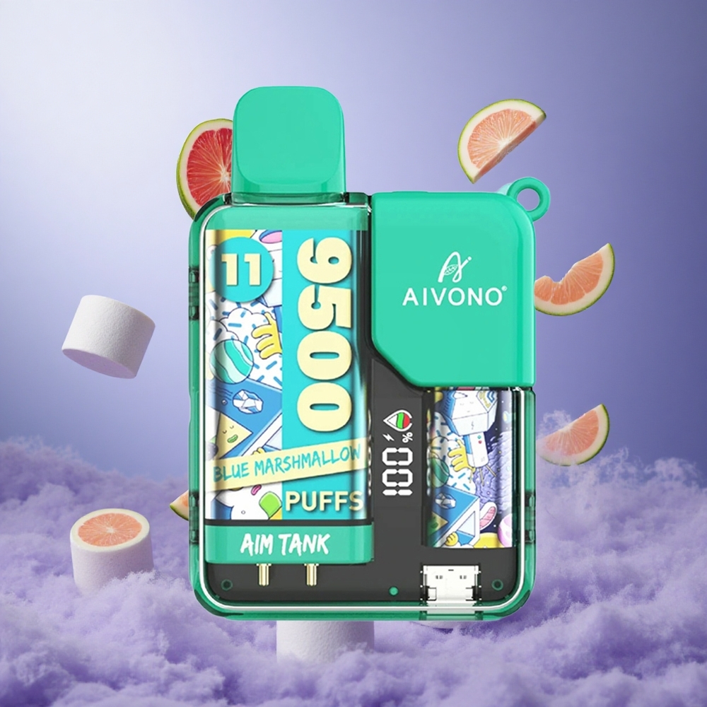 Aivono Aim Tank 9500 Puffs Blue Marshmallow Singapore Wholesale 18ml E-liquid Capacity 650mAh Battery