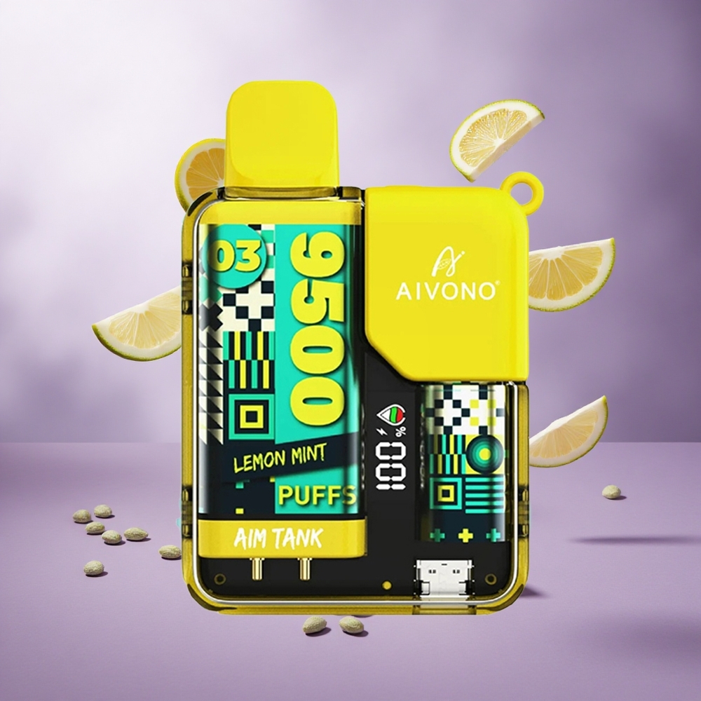 Aivono Aim Tank 9500 Puffs Lemon Mint Singapore Wholesale 18ml E-liquid Capacity 650mAh Battery
