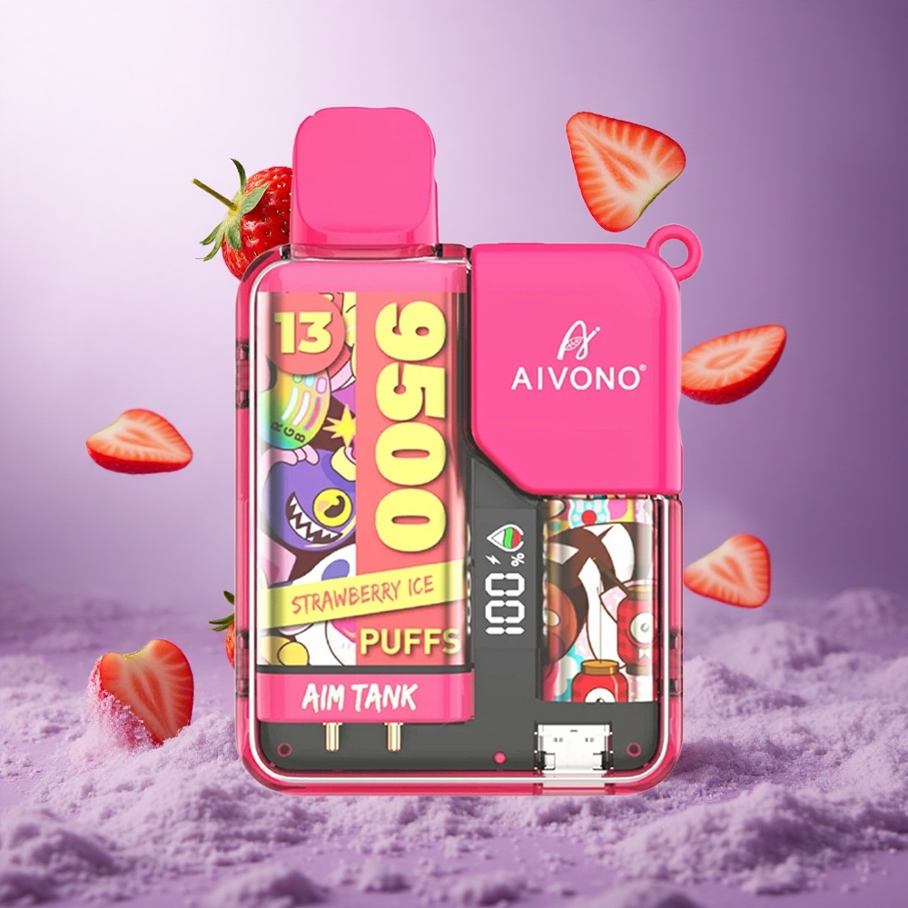 Aivono Aim Tank 9500 Puffs Strawberry Ice Singapore Wholesale 18ml E-liquid Capacity 650mAh Battery