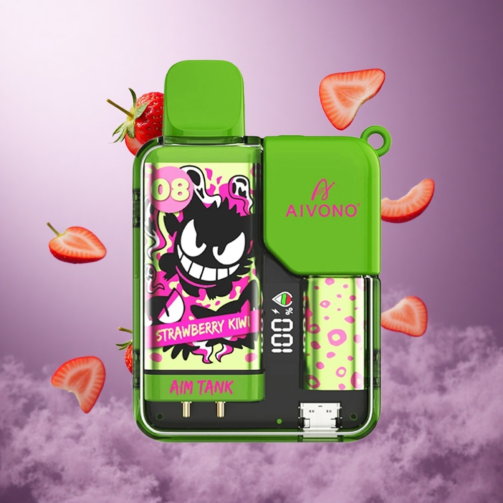 Aivono Aim Tank 9500 Puffs Strawberry Liwi Singapore Wholesale 18ml E-liquid Capacity 650mAh Battery
