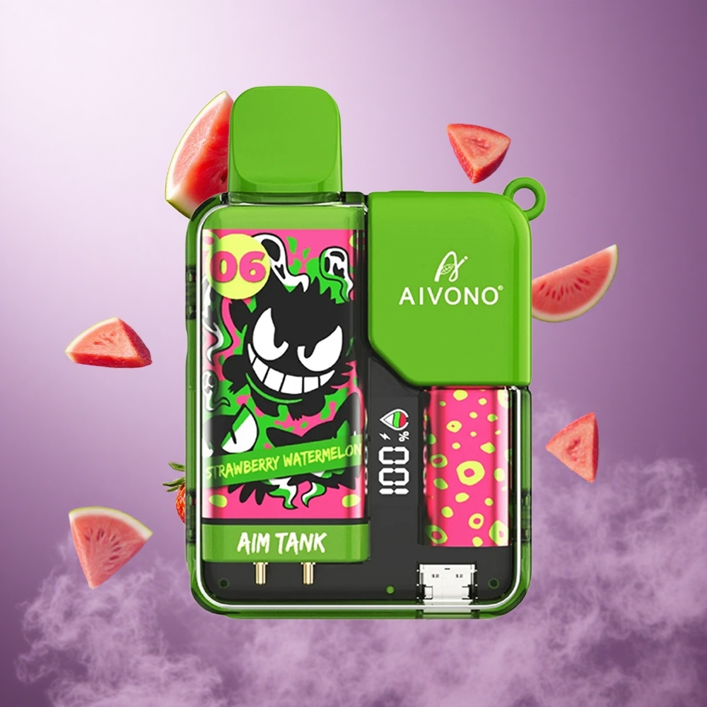 Aivono Aim Tank 9500 Puffs Strawberry Watermelon Singapore Wholesale 18ml E-liquid Capacity 650mAh Battery