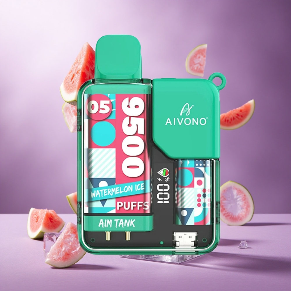 Aivono Aim Tank 9500 Puffs Watermelon Ice Singapore Wholesale 18ml E-liquid Capacity 650mAh Battery