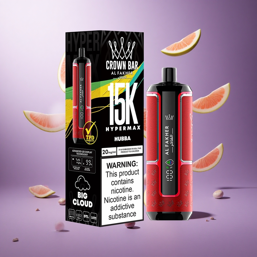 Al Fakher Crown Bar 15K Hypermax Disposable Vape Kit 22ml 15000 Puffs Singapore Wholesale 600mAh Battery