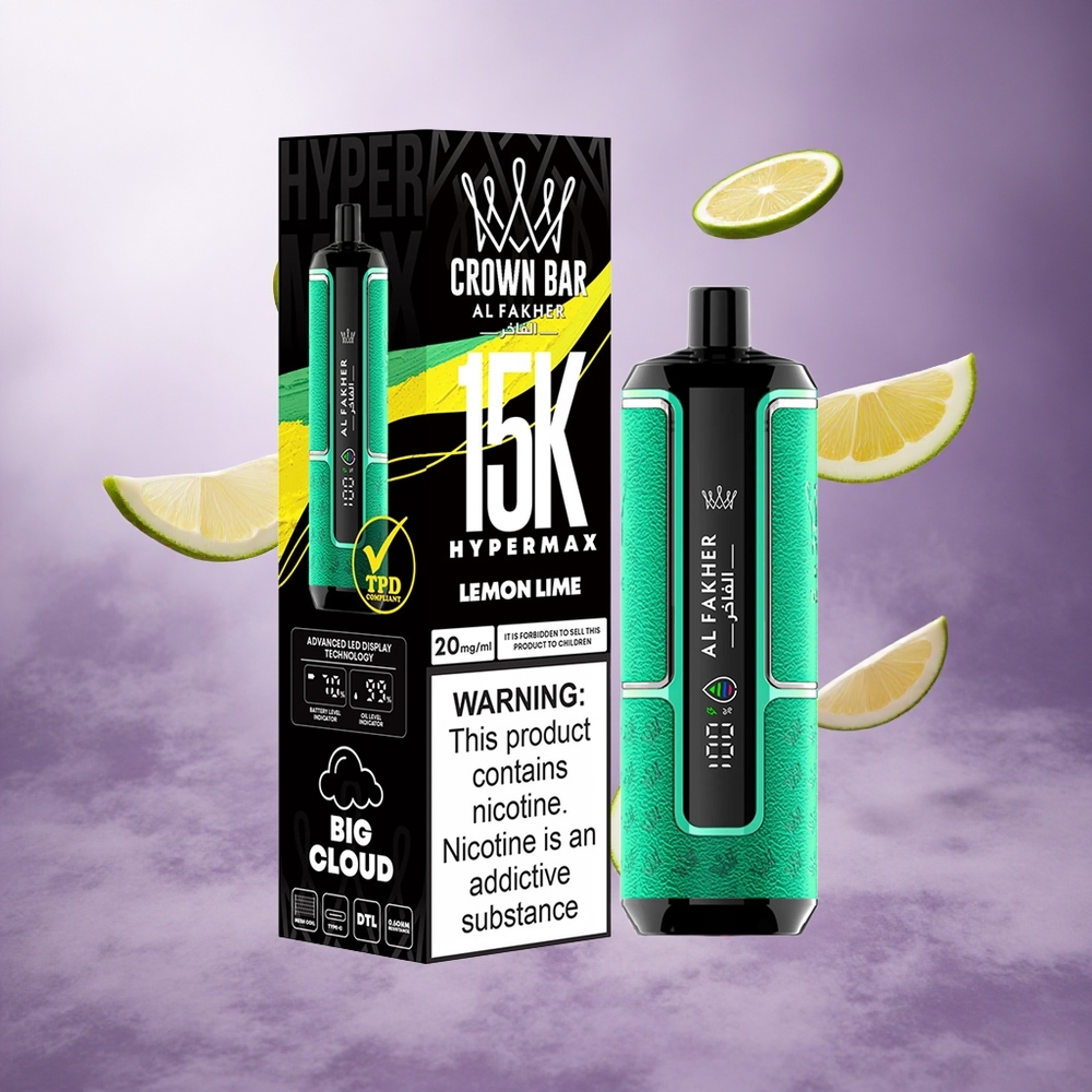Al Fakher Crown Bar 15K Lemon Lime Singapore Wholesale 22ml E-Liquid Capacity 600mAh Battery