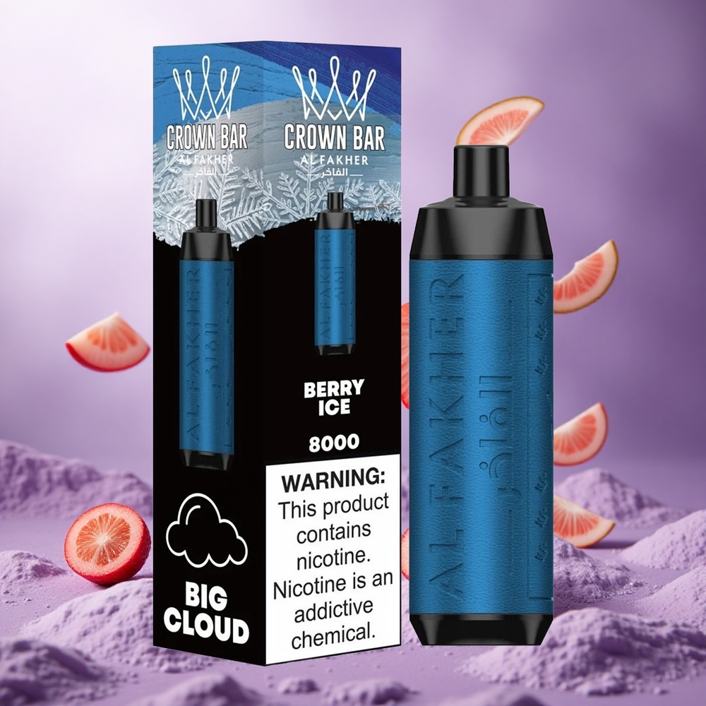 Al Fakher Crown Bar 8000 Berry Ice Singapore Wholesale 18ml e-Liquid Capacity Up To 8000 Puffs