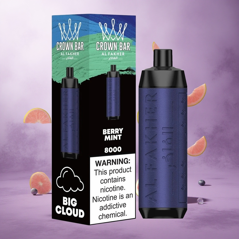 Al Fakher Crown Bar 8000 Berry Mint Singapore Wholesale 18ml e-Liquid Capacity Up To 8000 Puffs