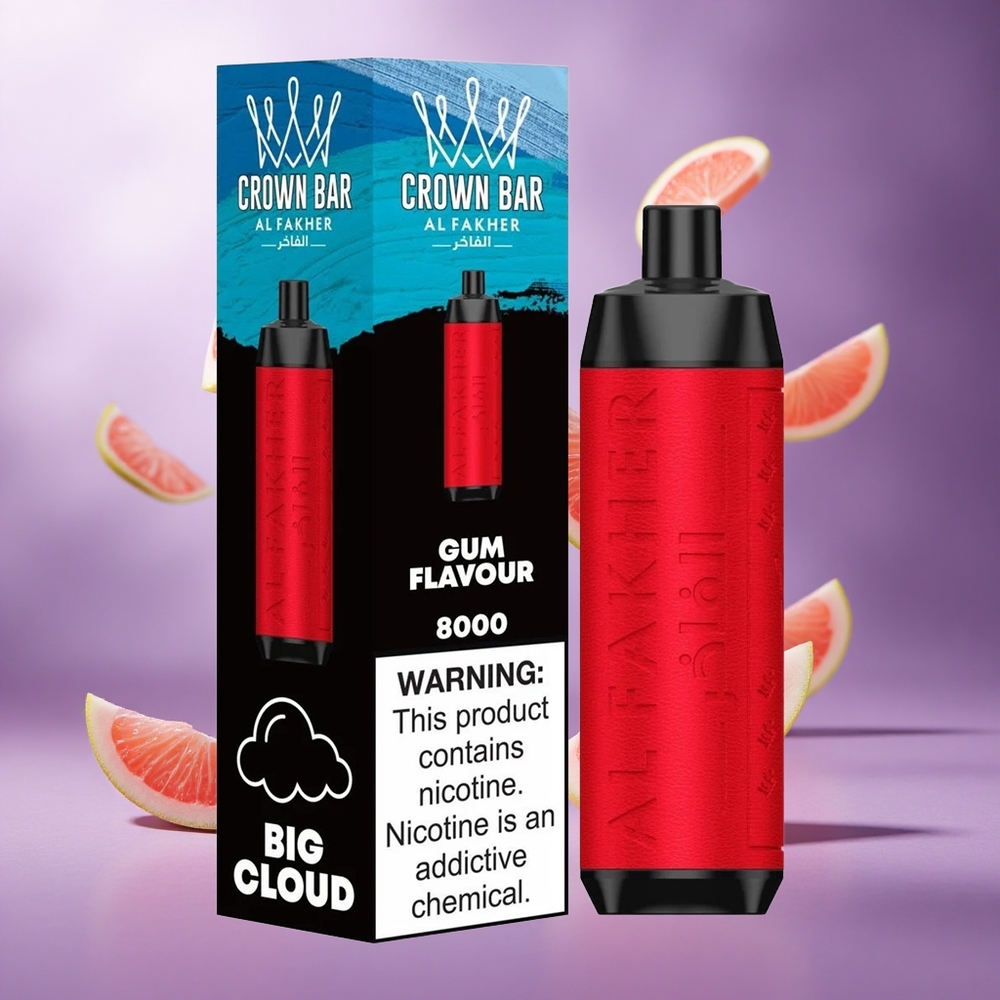 Al Fakher Crown Bar 8000 Puffs Gum Flavour Singapore Wholesale 18ml e-Liquid Capacity 5mg Nicotine Contain