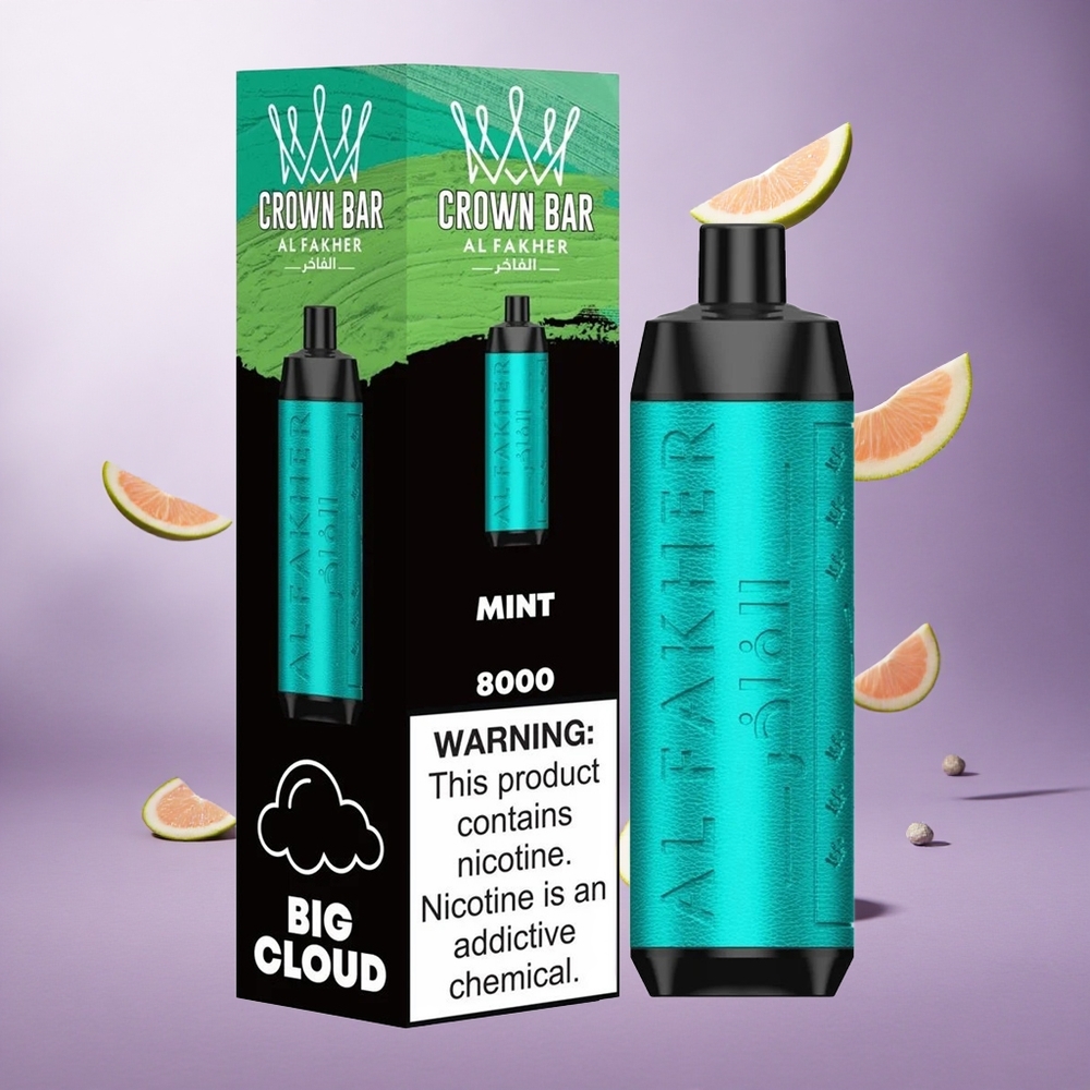 Al Fakher Crown Bar 8000 Puffs Mint Singapore Wholesale 18ml e-Liquid Capacity 5mg Nicotine Contain